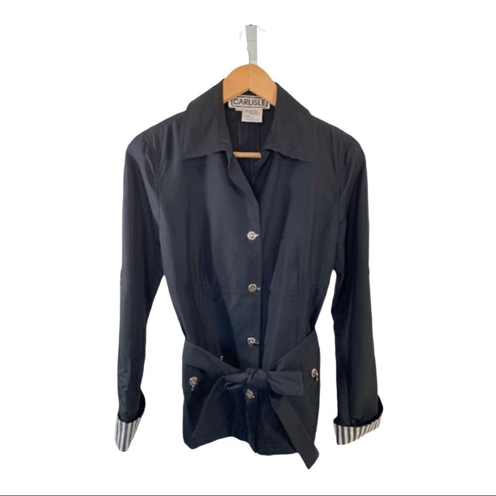 CARLISLE Women’s Y2K Vintage Silk Belted Jacket Black/White Size 4